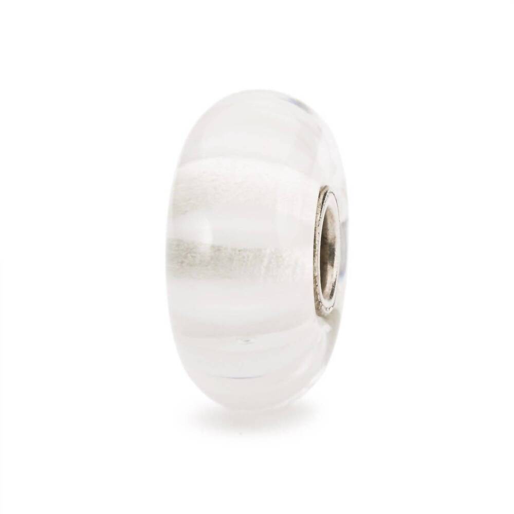 NEW TROLLBEADS women's stripe glass bead charm in white